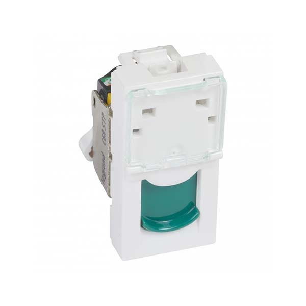 LEGRAND - Data Socket Arteor, RJ45, Cat.6A, STP, 1 Module, White, Green Shutter