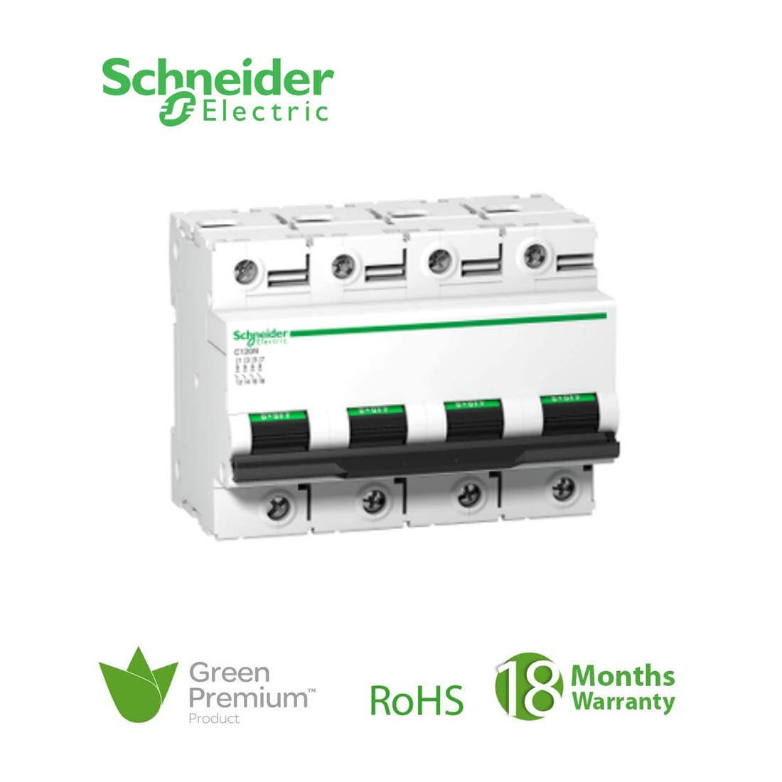 SCHNEIDER - MCB Breaker, Acti9 C120N, 4P, 100A, C curve