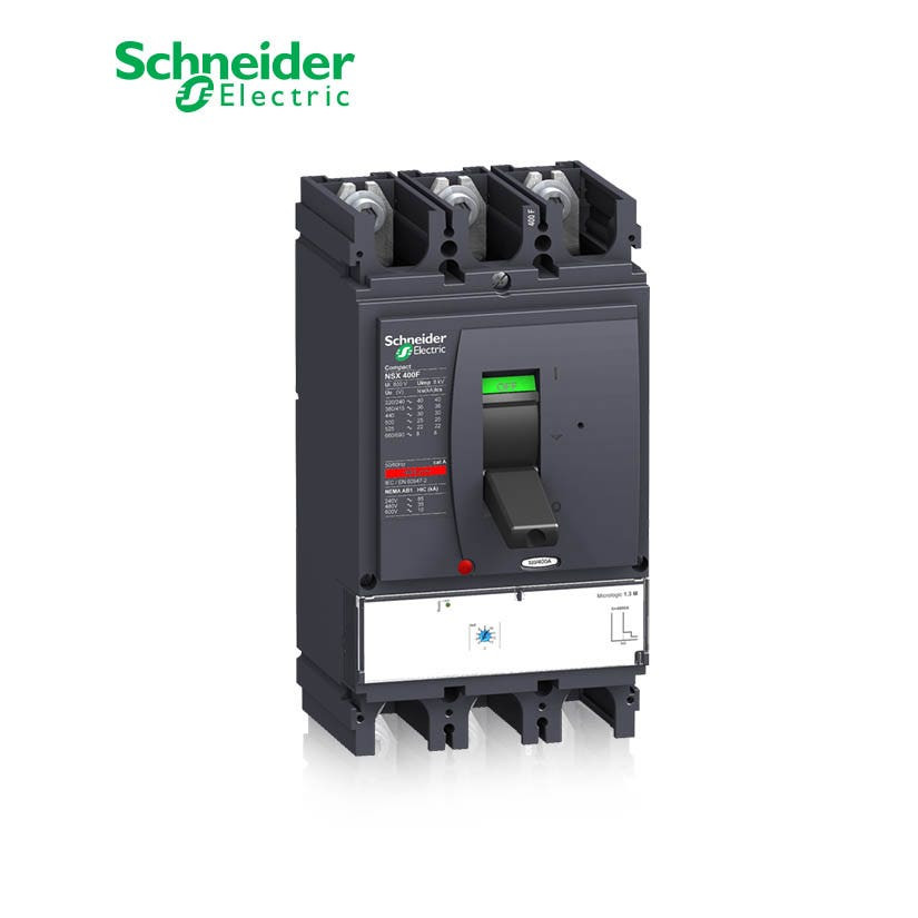 SCHNEIDER - MCCB Breaker, ComPact NSX400N, 50kA at 415 VAC, MicroLogic 1.3 M Trip Unit 320A, 3P 3d