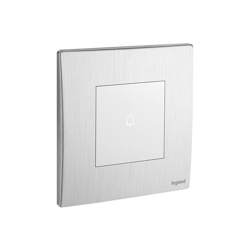 LEGRAND - Touch Bell Push Button Mallia Senses, 1 Gang, 6A, 240V, 200W, Brushed Aluminium