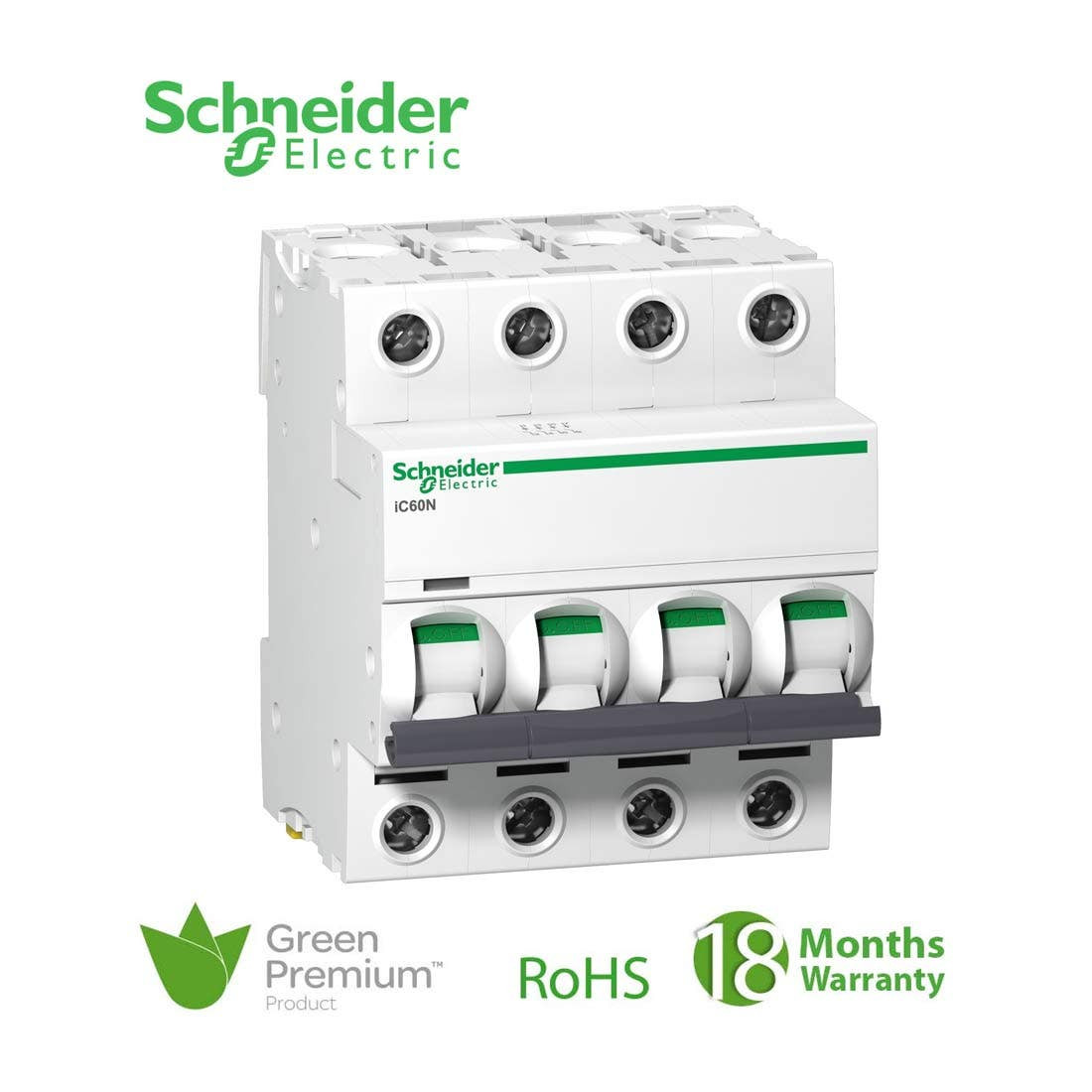 SCHNEIDER - MCB Breaker, Acti9 iC60N, 4P, 16A, D curve 