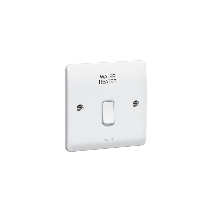 LEGRAND - Double Pole Switch Synergy, DP ''Water Heater''+Indicator, 20A, 250V~, White