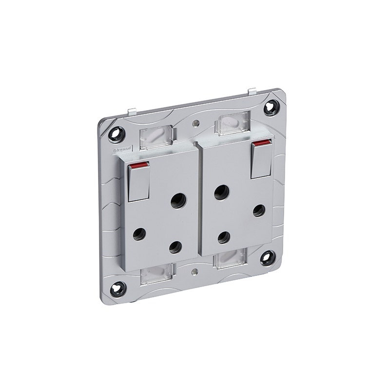 LEGRAND - Pre-Wired Socket Outlet Arteor, South African, 16A 250V, 2x2P+E Switched, 2 Gang, 2x3 Modules, Aluminium