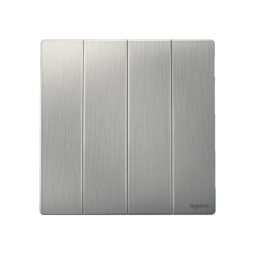 LEGRAND - Single Pole Switch Mallia, 4 Gang, 1 Way, 16 AX, 250 V~, Brushed Aluminium