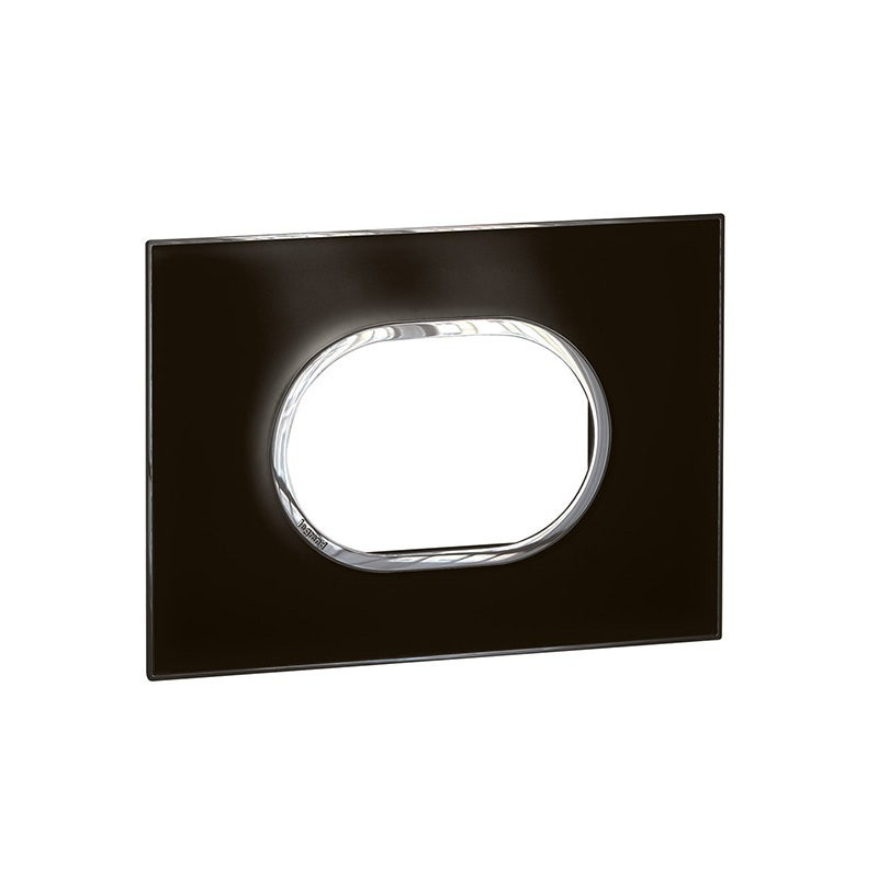 LEGRAND - Plate Arteor, Italian/US, 3 Modules, Round, 2"x4", Mirror Black