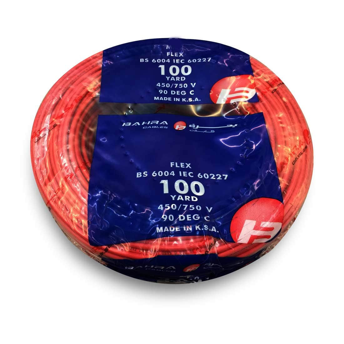 BAHRA CABLES - British Standard, Flexible NYA Wire, 1X4mm, 450/750V, Red,