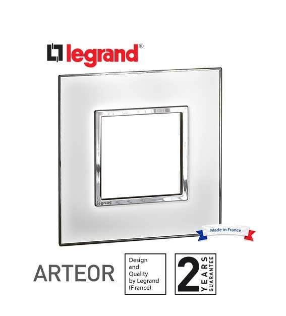 LEGRAND - Plate Arteor, British Std, Square, 2 Modules, Mirror White