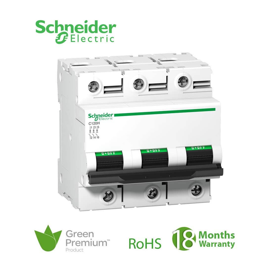 SCHNEIDER - MCB Breaker, Acti9 C120H, 3P, 80A, C curve
