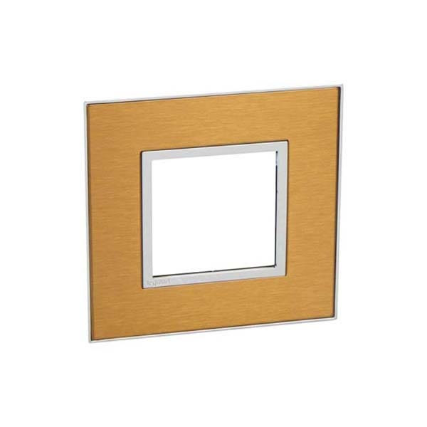 LEGRAND - Plate Arteor, French/German, Square, 2 Modules, Gold Brass