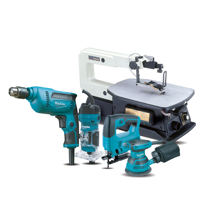 5 Piece Combo Kit: Scroll Saw, Trimmer, Random Orbital Sander,Jig Saw ,High Speed Drill