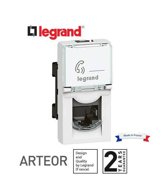 LEGRAND - Telephone Socket Arteor, RJ11, 4 Contacts, 1 Module, White