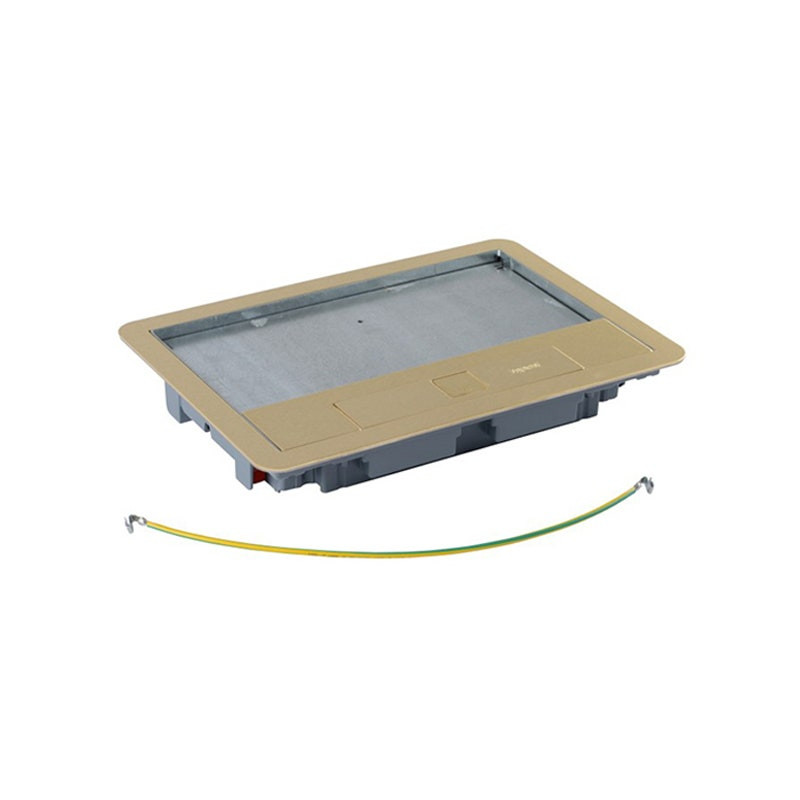LEGRAND - Metal Lid and Trim for Standard Floor Boxes, 8/12 Modules, with Brass Coating