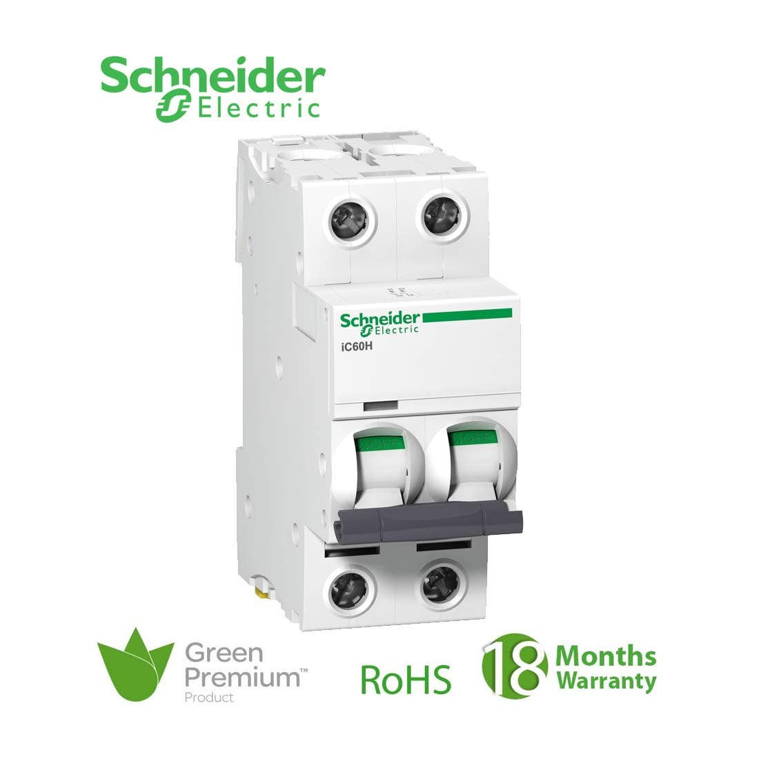 SCHNEIDER - MCB Breaker, Acti9 iC60H, 2P, 20A, C curve 