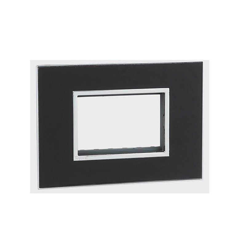 LEGRAND - Cover Plate with Frame Arteor, Indian , 3 Modules, Square, Mirror Black