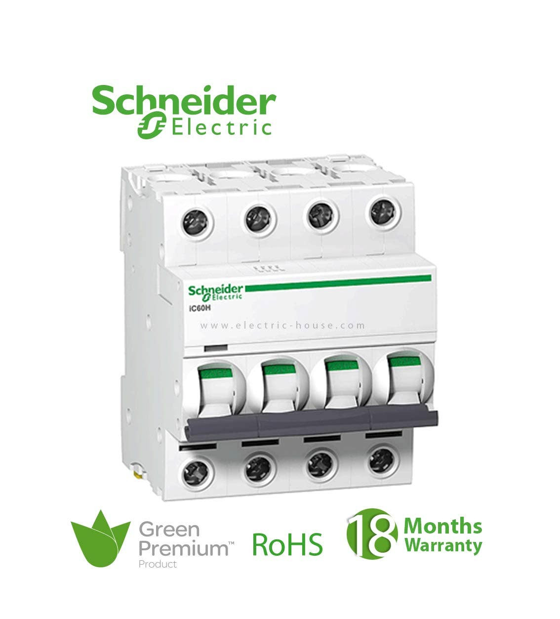 SCHNEIDER - MCB Breaker, Acti9 iC60N, 4P, 63A, C curve 