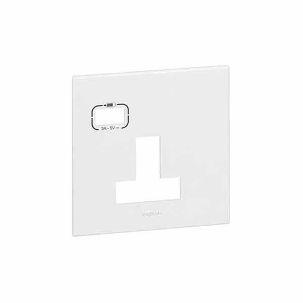 LEGRAND - Plate Arteor, for 13A Socket with USB A, BS, 1 Gang, Brushed Stainless Steel