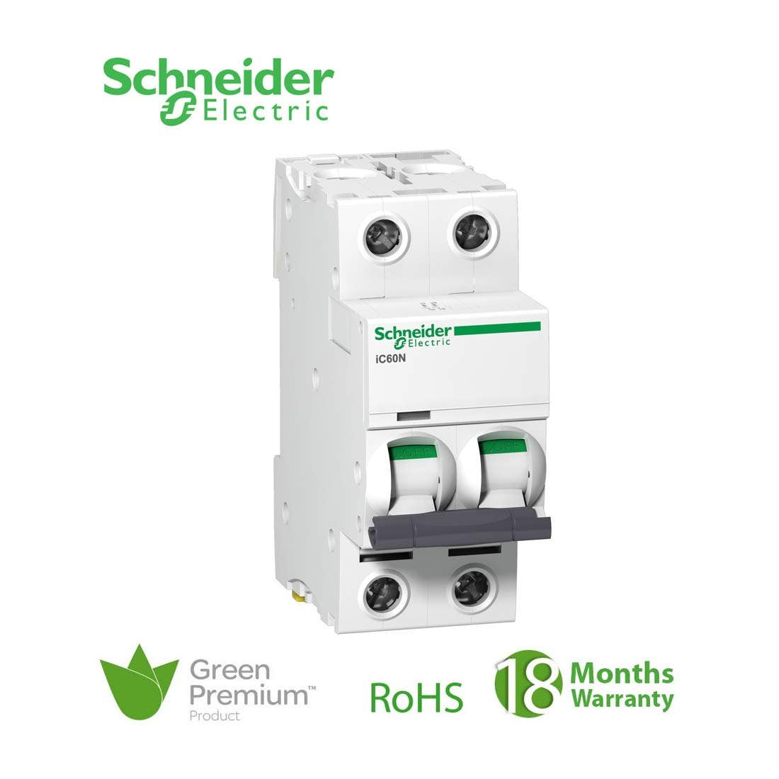 SCHNEIDER - MCB Breaker, Acti9 iC60N, 2P, 50A, D curve 
