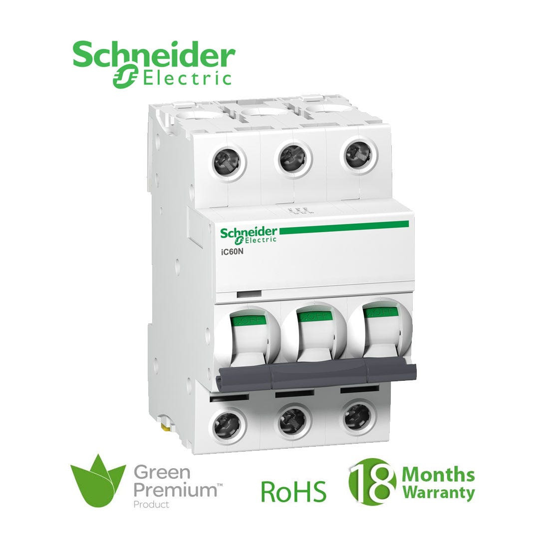 SCHNEIDER - MCB Breaker, Acti9 iC60N, 3P, 20A, B curve 