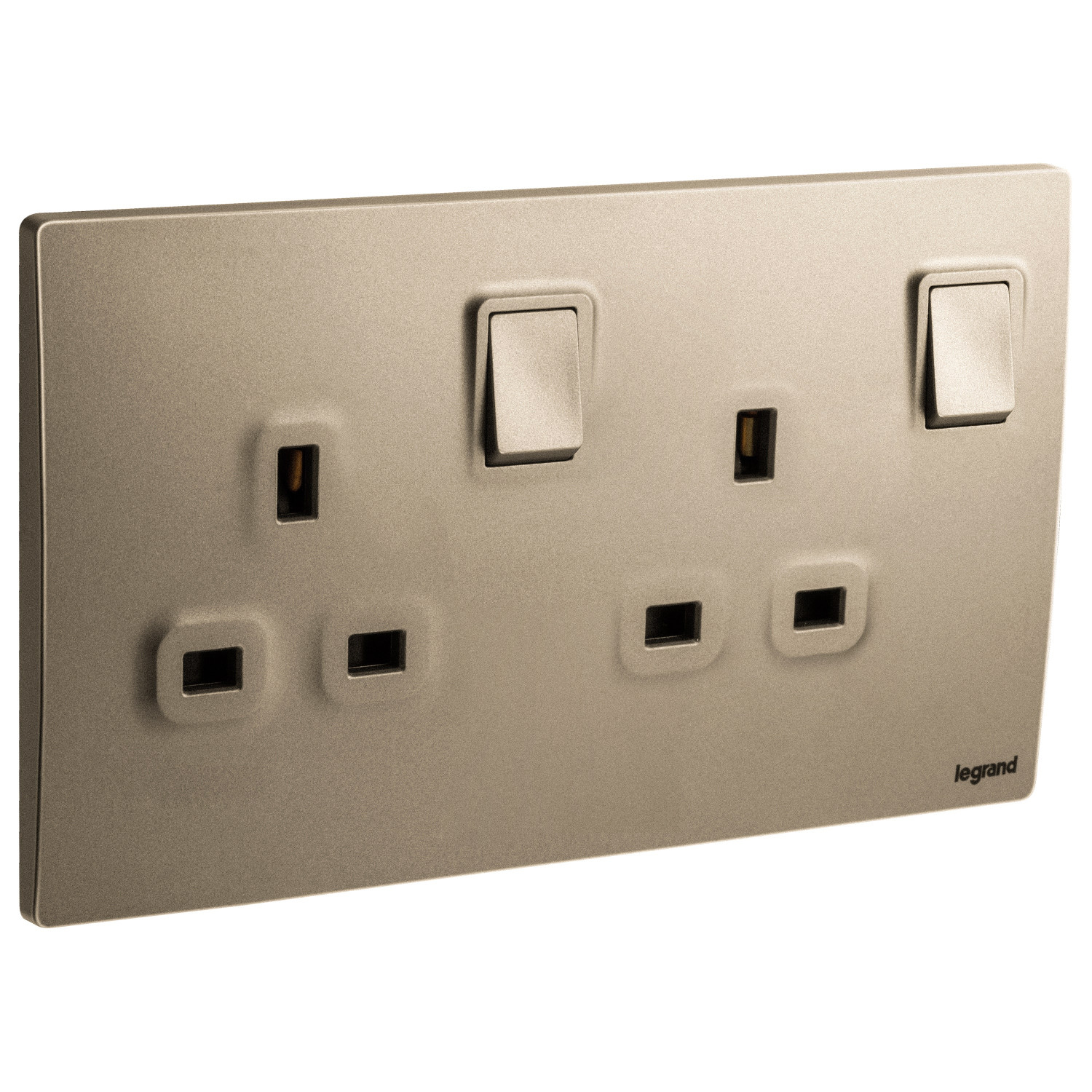 LEGRAND - British Standard Double Pole Socket Outlet Mallia, 2 Gang, Switched, 13 A, 250 V~, Dark Bronze