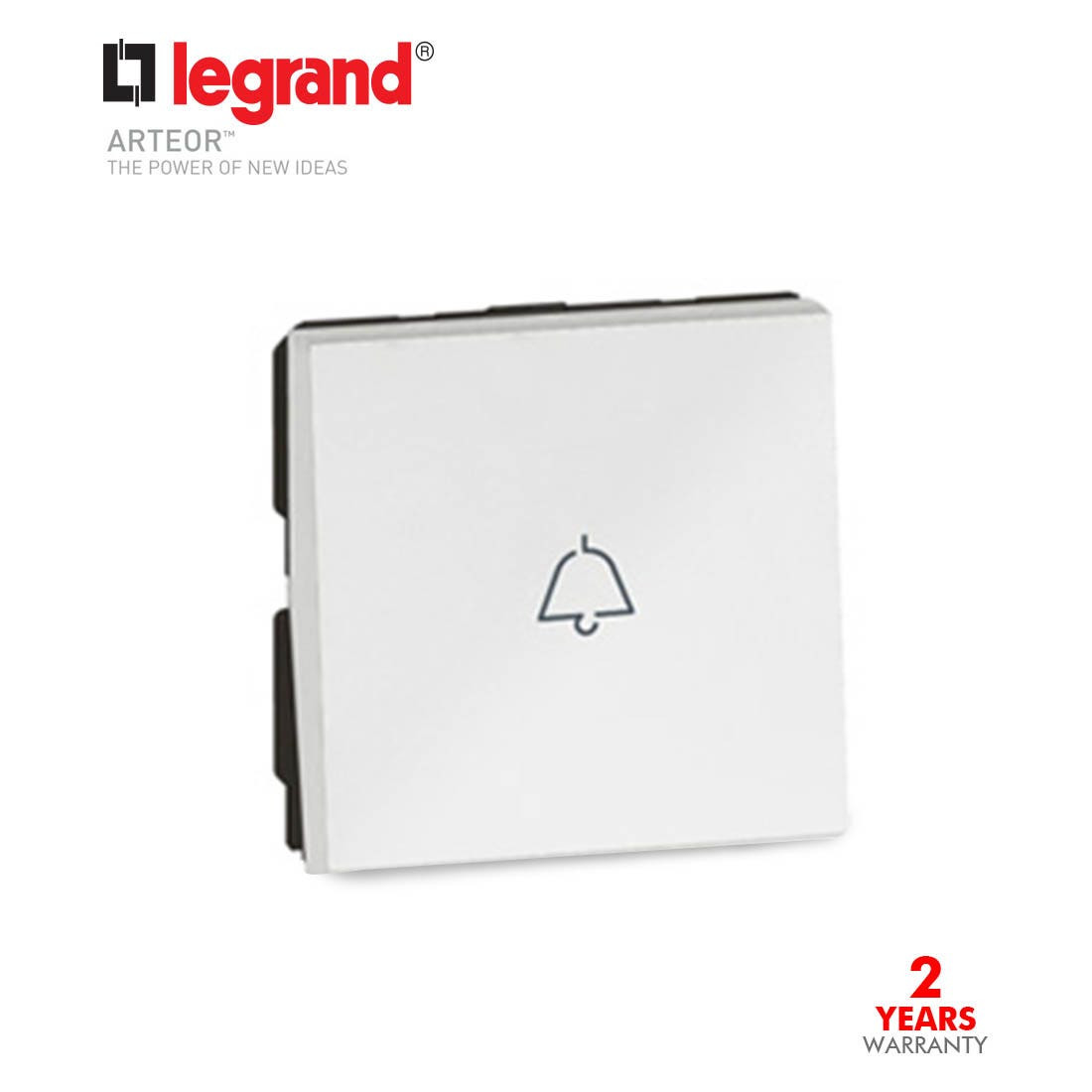 LEGRAND - 1-Way Push-Button Arteor, with Bell Symbol, 2 Modules, White