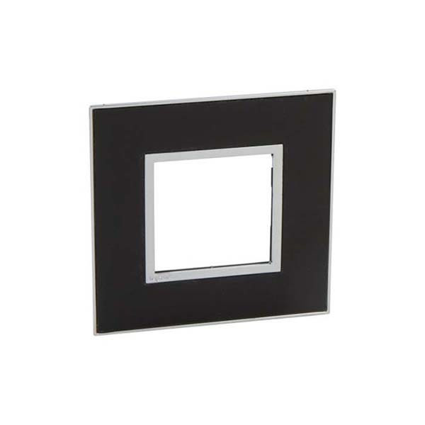 LEGRAND - Plate Arteor, French/German, Square, 2 Modules, Mirror Black