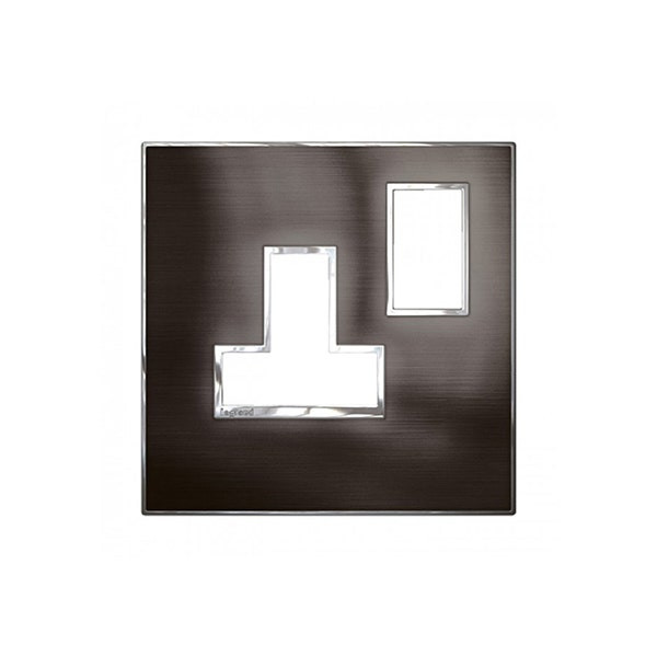 LEGRAND - Plate Arteor, for 5/13A Switched Sockets 1 Gang, BS, Brushed Metal Black