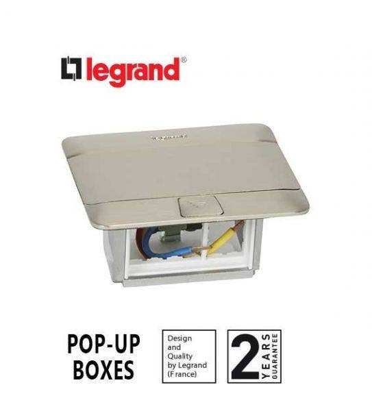 LEGRAND - Pop-Up Box to Be Equipped, 3 Modules, Brushed Stainless Steel Finish