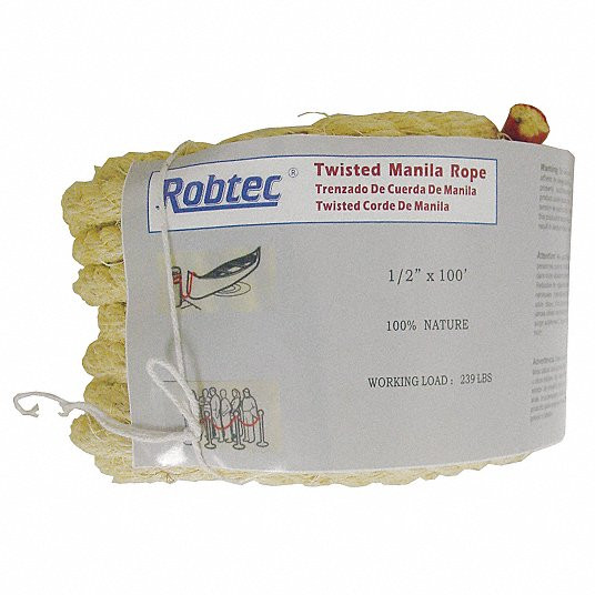 Manila All Purpose General Utility Rope, 3/8Inch dia., Natural, 600 ft