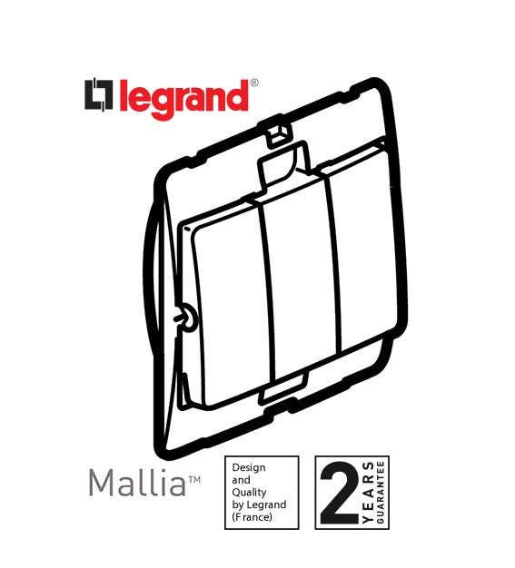 DISCONTINUED LEGRAND - Single Pole Switch Mallia, 3 Gang, 1 Way, 10 AX, 250 V~, Silver