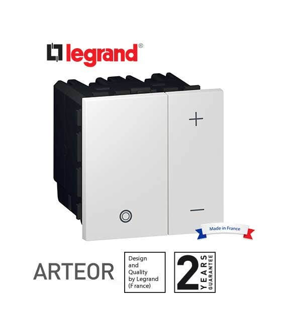 LEGRAND - Push-Button Dimmer Arteor, Universal 2-Wire, 2 Square Modules, White