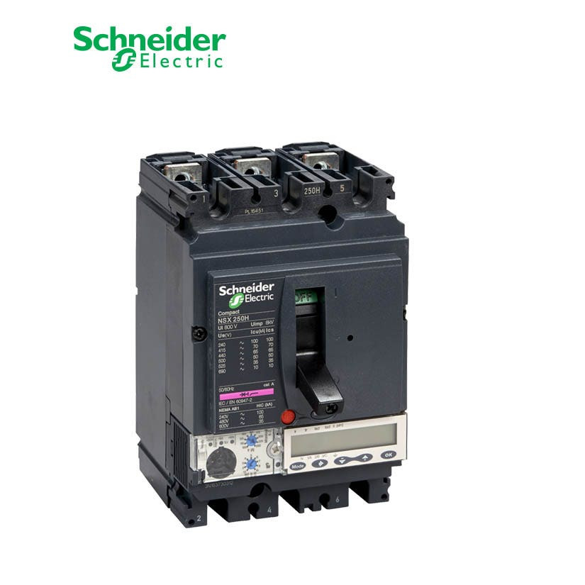 SCHNEIDER - MCCB Breaker, ComPact NSX250H, 3P 3d, 70kA at 415 VAC, MicroLogic 5.2 A Trip Unit 160A