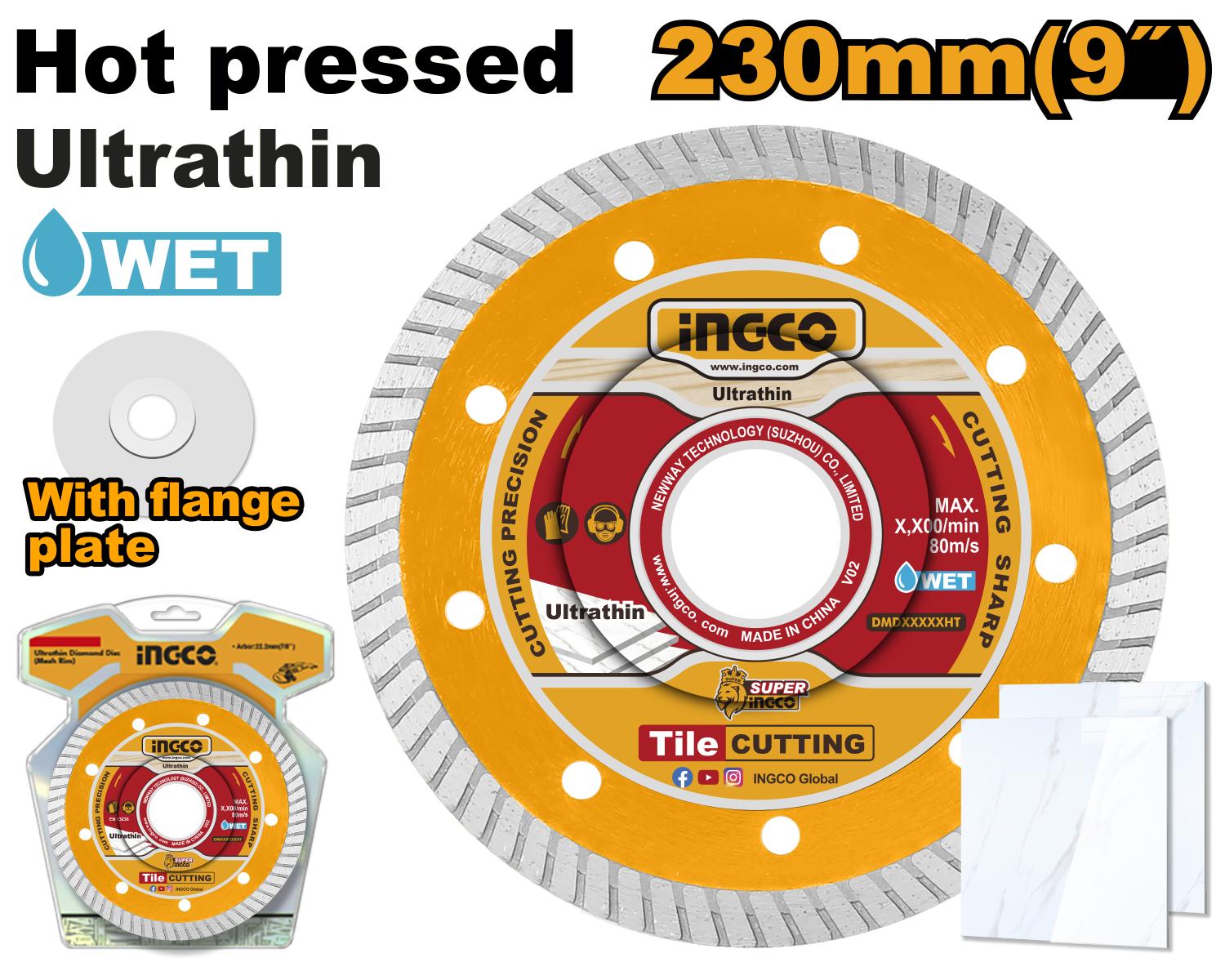 Ultrathin diamond disc 230(9")X22.2x1.6 width 8mmدسك قص جرانيت تربو 9" مسكر 230 ملم عرضها 8 ملي
