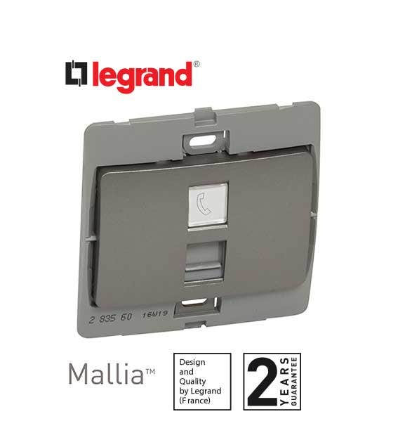 DISCONTINUED LEGRAND - Telephone Socket Mallia, RJ 11, 4 Contacts, Dark Silver