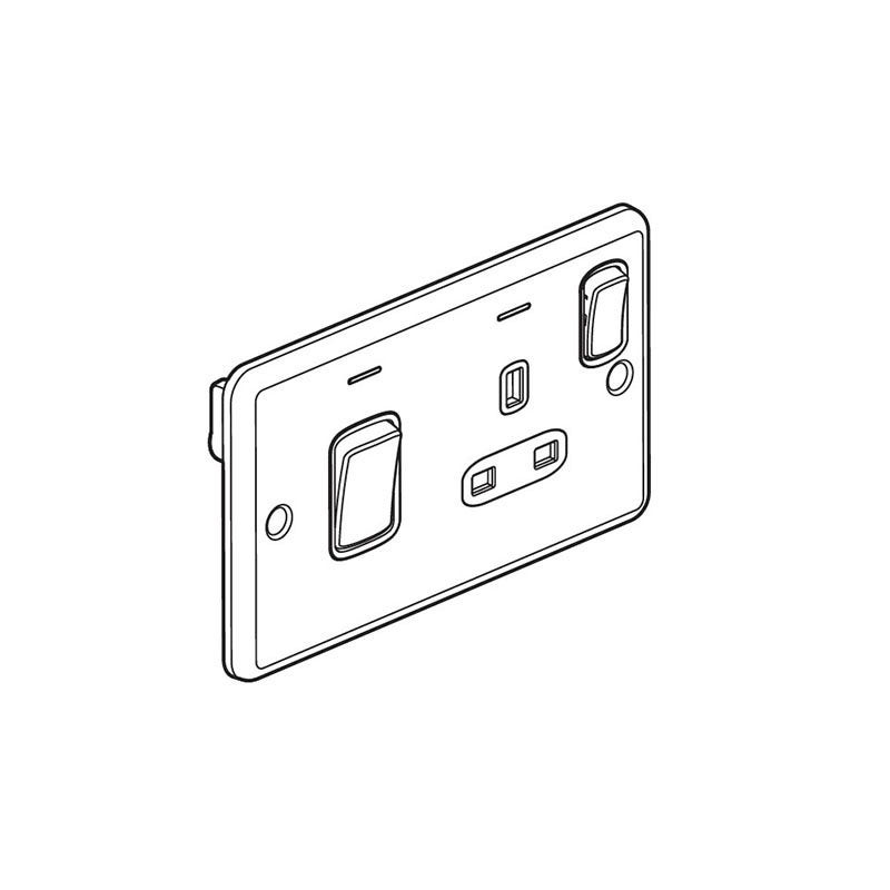 LEGRAND - Double Pole Switch Synergy Authentic, 2 Gang, 45A, 250V, with BS 13A Switched Socket Outlet Cooker Marking, Glossy Gold