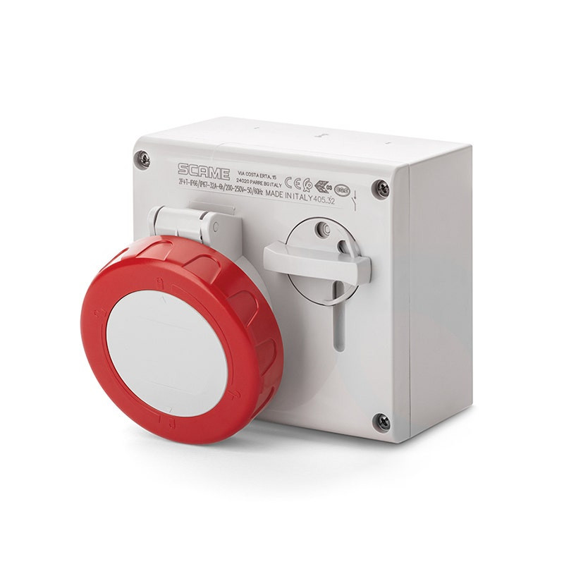 SCAME - Interlocked Socket, 16A, 3P + N + E, 6h, 346-415V, 60Hz, 50Hz, 136x125mm, PAR, Screw Terminals, with Mechanical Interlock
