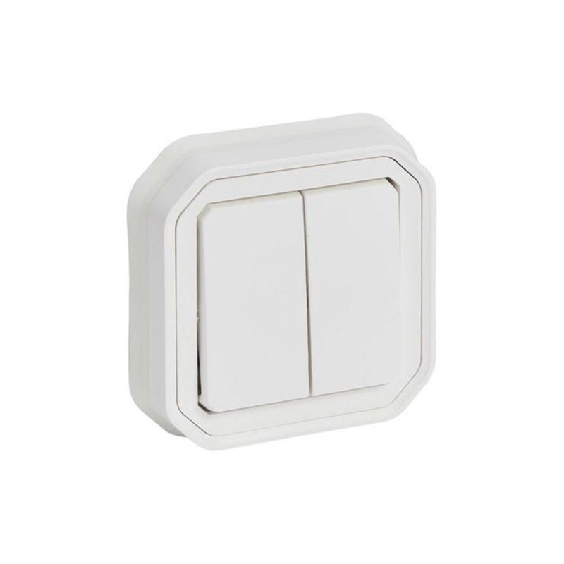 LEGRAND - Switch/Push-Button Plexo, IP55, 2 Gang, 2 Way, 10A, Flush Mounting, White