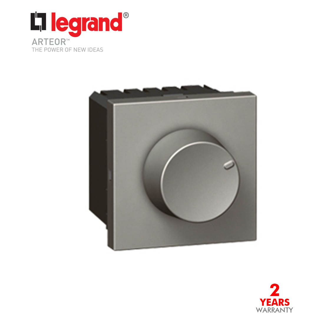 LEGRAND - Dimmer 100/240V-50/60Hz Rotary 400W 2Mod Sqr, Magnesium