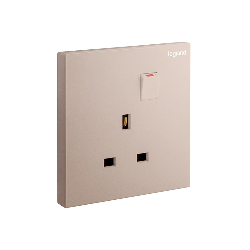 LEGRAND - Double Pole Socket Galion, BS, 1 Gang, Switched, 13A, 250V, Rose Gold