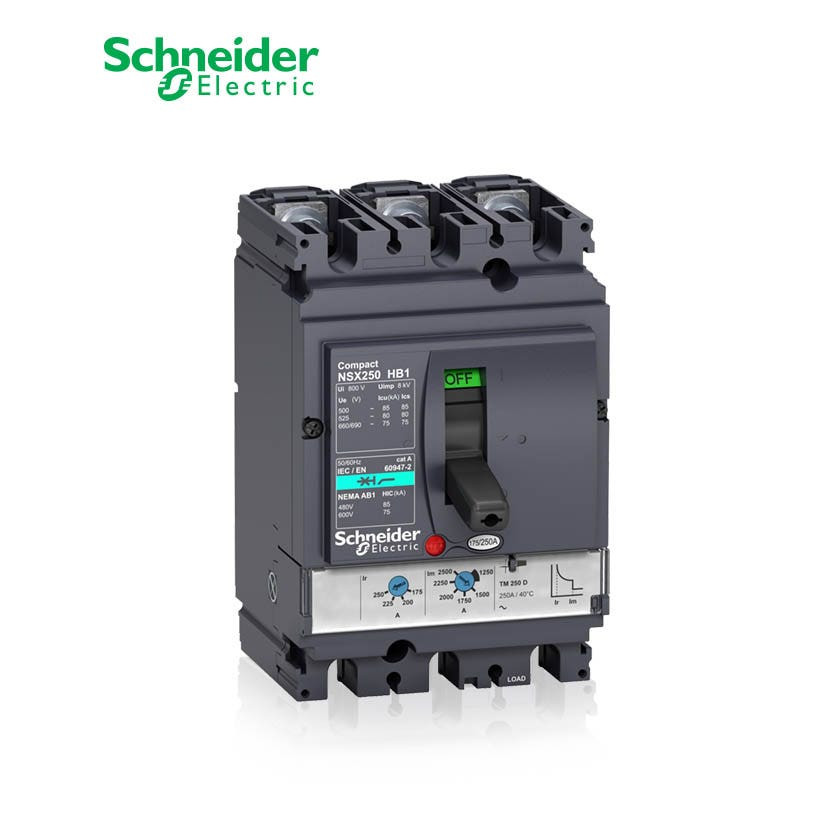 SCHNEIDER - MCCB Breaker, ComPact NSX100HB1, 3P 3d, 75 kA at 690 VAC, TMD Trip Unit 63A