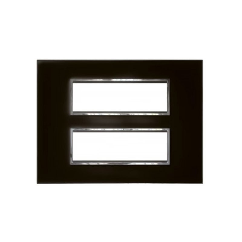 LEGRAND - Cover Plate with Frame Arteor, Indian , 2x6 Modules, Square, Mirror Black