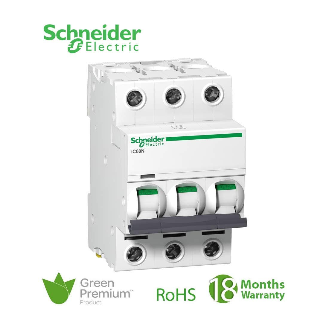 SCHNEIDER - MCB Breaker, Acti9 iC60N, 3P, 6A, D curve 