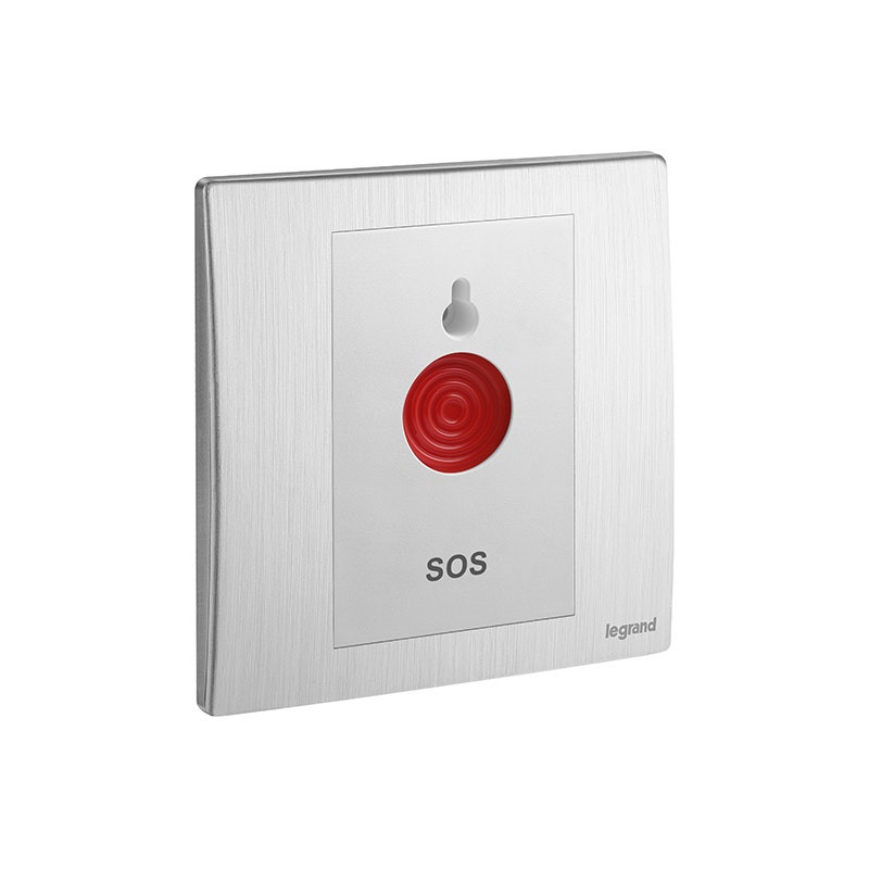 LEGRAND - Emergency Key Switch Mallia Senses, 1 Gang, Brushed Aluminium