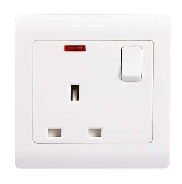 Hyundai B5813SL-DP 13A Single Pole Switch with Switch and Bulb White