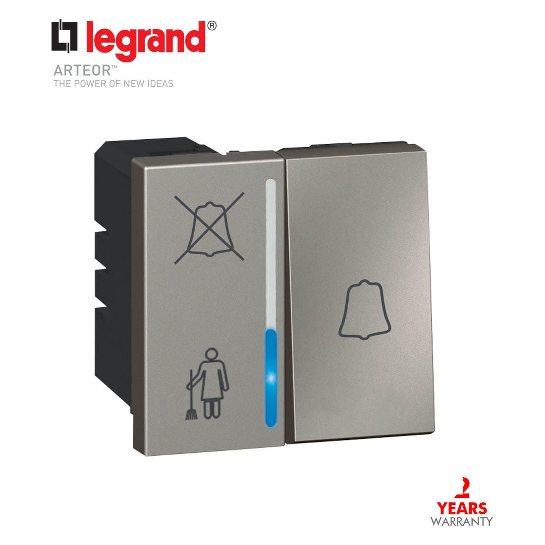 LEGRAND - Hotel Bedrm Call Ind Lamp+Bell, Magnesium Arteor