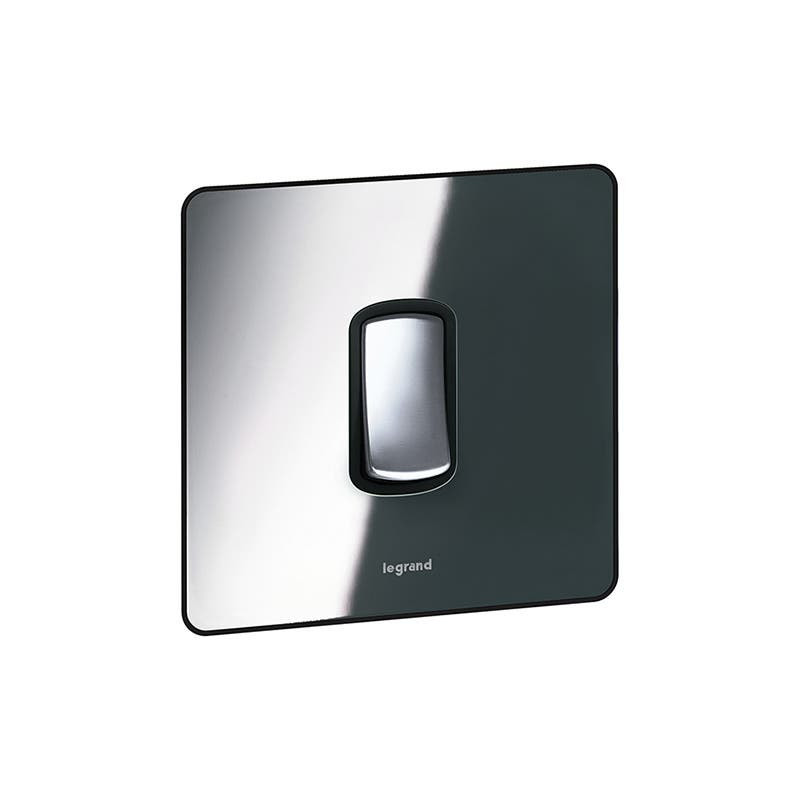 LEGRAND - Front Plate Synergy Sleek Design, 1 Grid Module, 1 Gang, Polished Stainless Steel