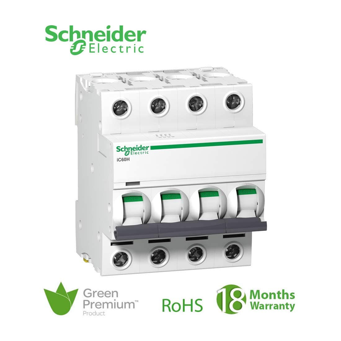 SCHNEIDER - MCB Breaker, Acti9 iC60H, 4P, 6A, B curve 