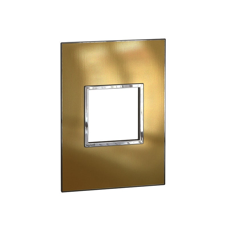 LEGRAND - Plate Arteor, Italian/US, 2 Modules, Square, Gold Brass