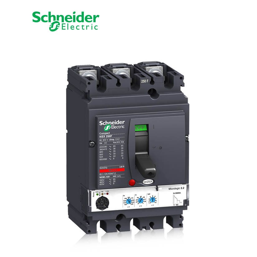 SCHNEIDER - MCCB Breaker, ComPact NSX250F, 3P 3d, 36kA at 415 VAC, MicroLogic 2.2 Trip Unit 250A
