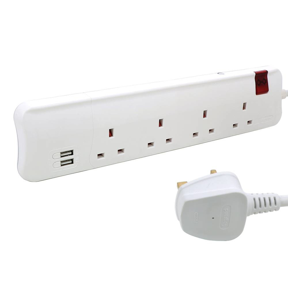 3m Power Strip, 4 Sockets, 2 USB Ports | Legrand