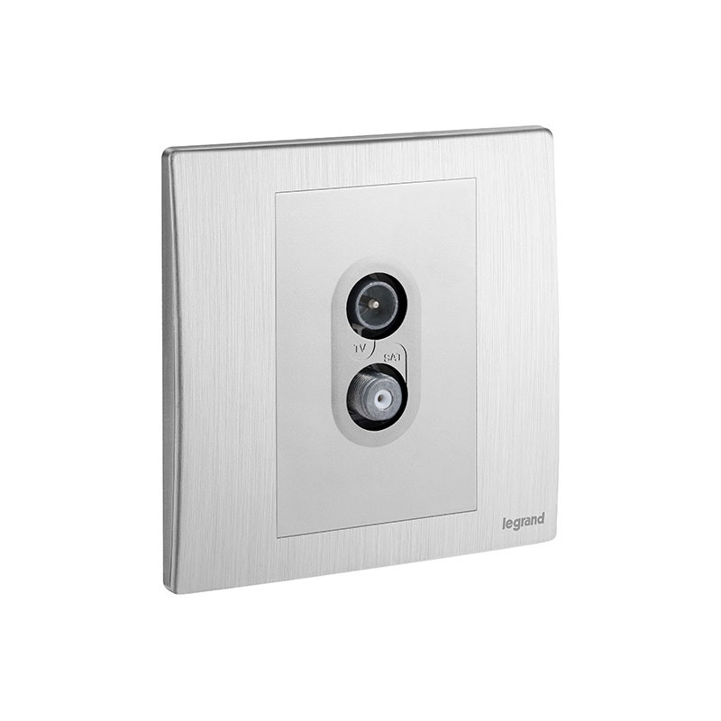 LEGRAND - TV-SAT Socket Outlet Mallia Senses, 1 Gang, Brushed Aluminium